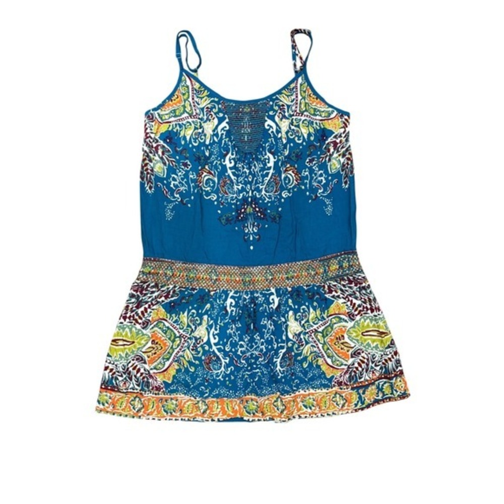 Y2K Lucky Brand Women Paisley XL Mini Dress Boho Coastal Hippie‎ Cowgirl Western